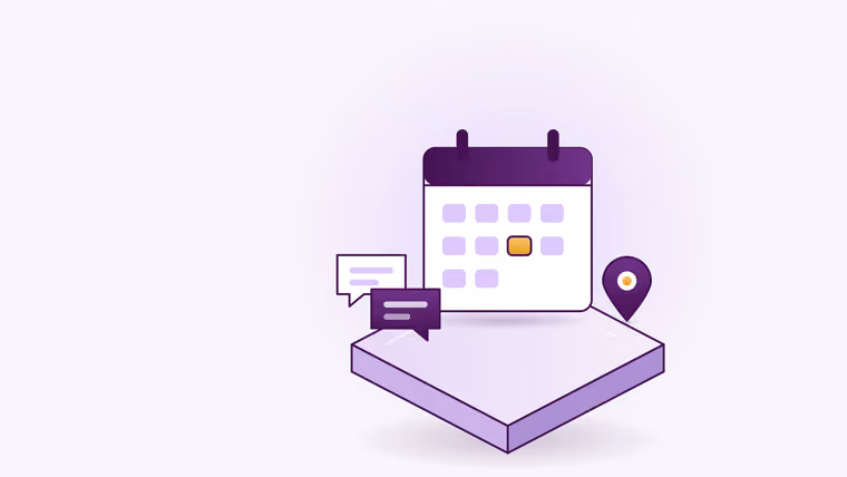 A calendar, a map pin and a chat thread on a platform — events, venues and the people coming to them.
